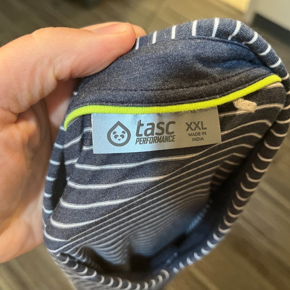 Tasc Performance Men's white & blue striped Mint Condition golf polo shirt XXL - Picture 4 of 6